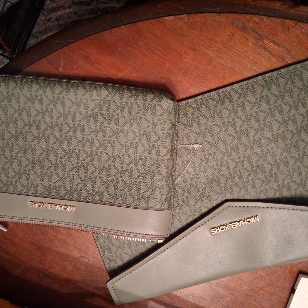 Michael Kors Olive Green Clutch & Wristlet